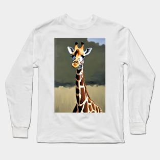 Giraffe Oil Painting Art Long Sleeve T-Shirt